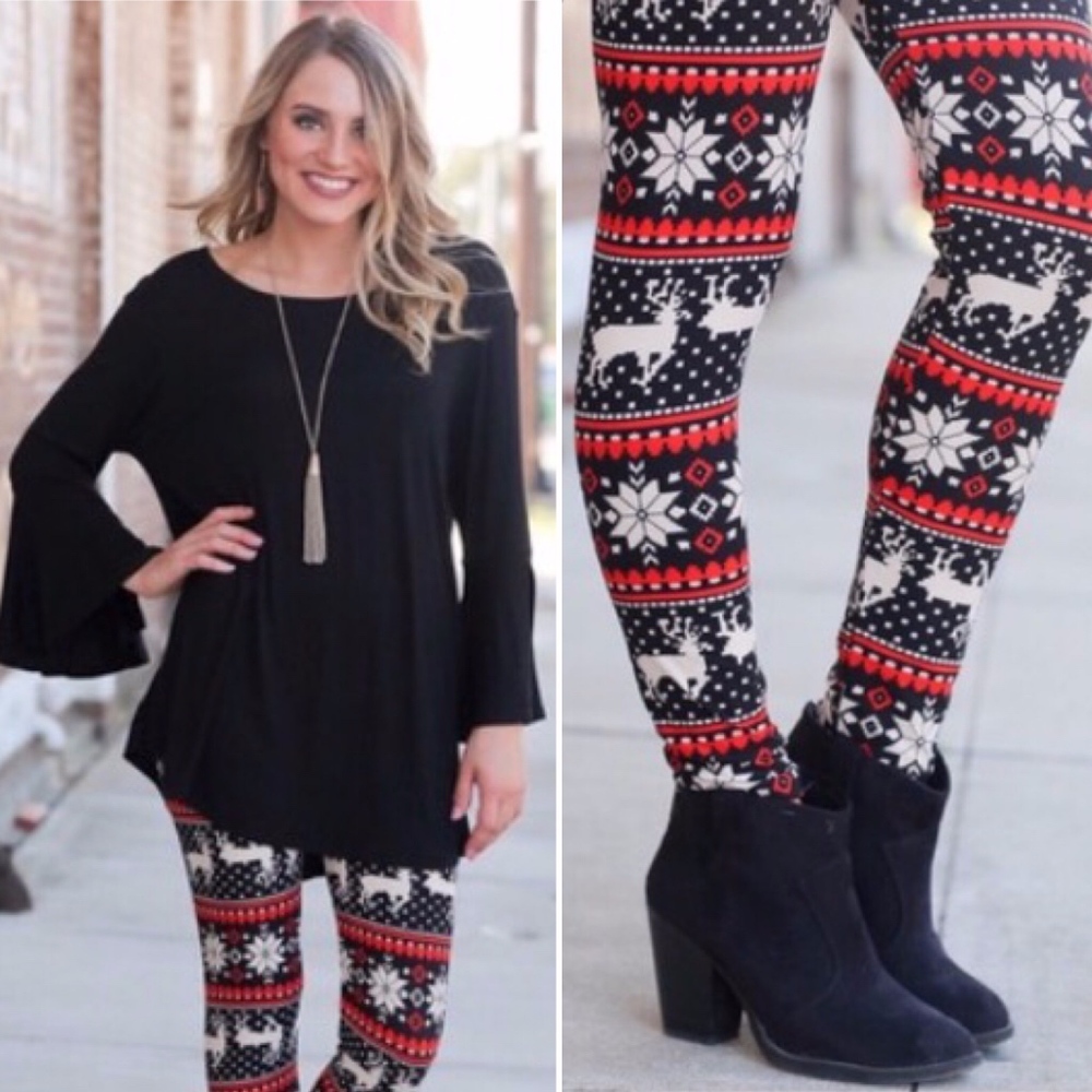 *HOLIDAY SALE* Leggings - Reindeer Snowflake - Picture 2 of 5